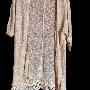 Rue21 Cream Knit Cardigan with Lace Detail